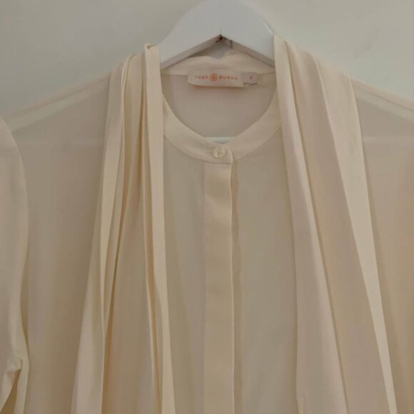 Tory Burch Off-White Silk Bow Blouse - Picture 4 of 6